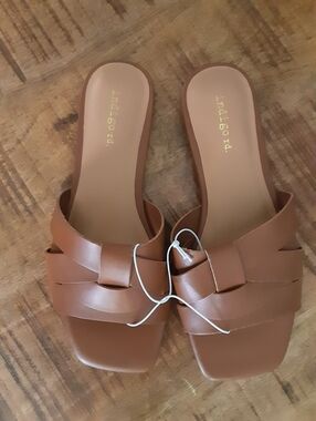 Indigo Brown Braided-Style Slide Mules Size 7